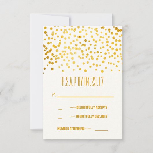 fausse feuille d'or confetti mariage cartes RSVP (Devant)