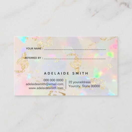 fausse iridescente opal texture renvoyer carte de  (Dos)