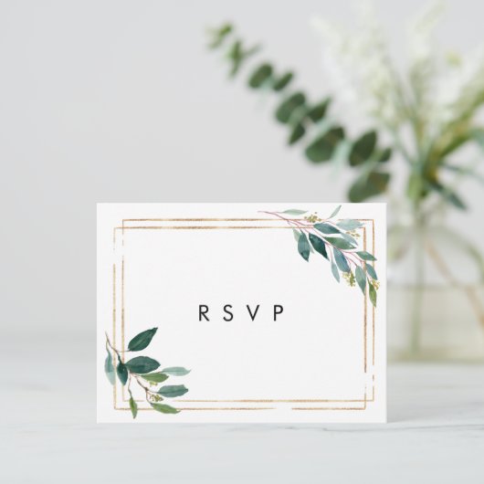 fausse or vert mariage rsvp carte postale (Debout devant)
