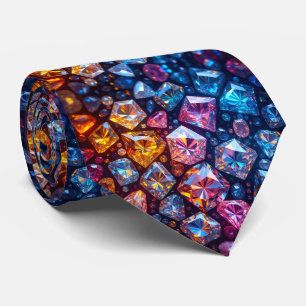 Fausse soie gemme diamant luxe cravate