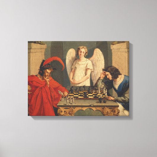 Faust en Mephistopheles die kaas afspelen Canvas Afdruk (Voorkant)