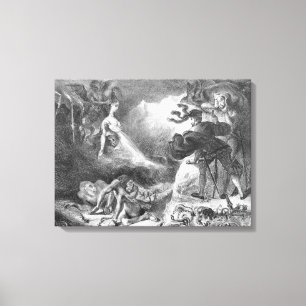 Faust en Mephistopheles van de heksen Canvas Afdruk