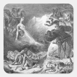 Faust en Mephistopheles van de heksen Vierkante Sticker
