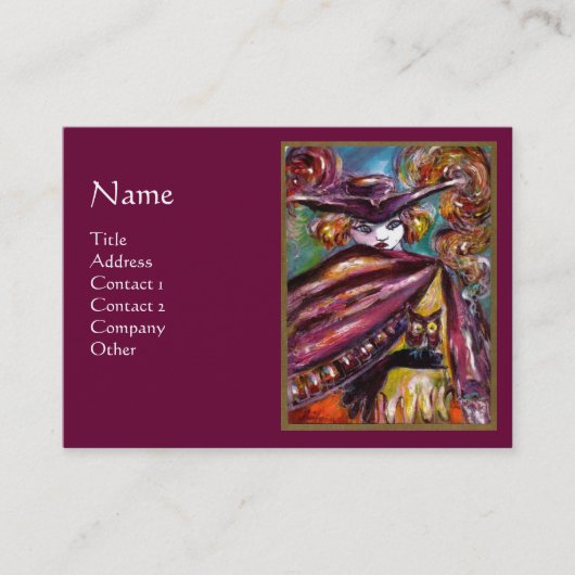 FAUST / mysterieus masker met kippen , Paars Visitekaartje (Voorkant)