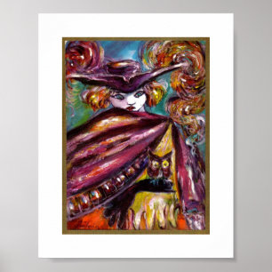 FAUST/mysterieus masker met Tricorn en Owl Poster