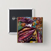 FAUST/mysterieus masker met Tricorn en Owl Vierkante Button 5,1 Cm (Voorkant /achterkant)