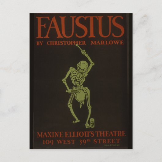 Faustus Poster Retro Skeleton Briefkaart (Voorkant)