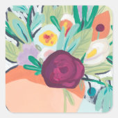 Fauvist Floral II Vierkante Sticker (Voorkant)