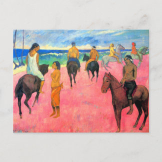 Fauvist schildert Gauguin-paard-strandrijders op s Briefkaart