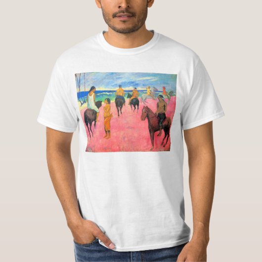 Fauvist schildert Gauguin-paard-strandrijders op s T-shirt (Voorkant)