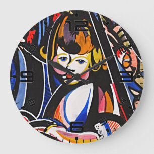 Fauvistisch kind moderne kunst wandklok grote klok