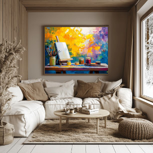 Fauvistische Kunstenaarstudio Kunstprint - Creatie Poster