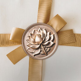 Faux 3D Antiek Regal Lotus Blossom Ronde Sticker