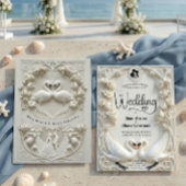Faux 3D Sculpted Plaster Effect Ivory Wedding  Kaart