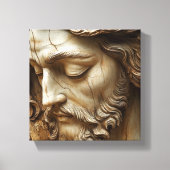 Faux 3D Verweerde Steen Jezus Canvas Print (Voorkant)