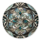 Faux Abalone en Zilver Keramische Knop (Voorkant)