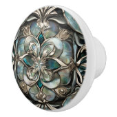 Faux Abalone en Zilver Keramische Knop (Rechts)