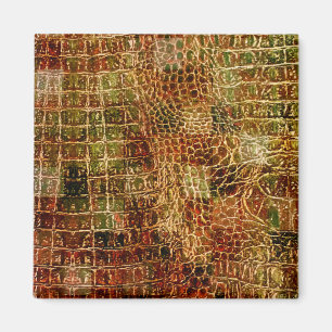 Faux Alligator Animal Skin Leather Red Brown Magneet