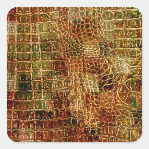 Faux Alligator Animal Skin Leather Red Brown Vierkante Sticker