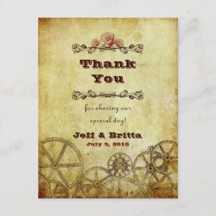 Faux Antiek Gold Victoriaans Steampunk Wedding Bedankkaart