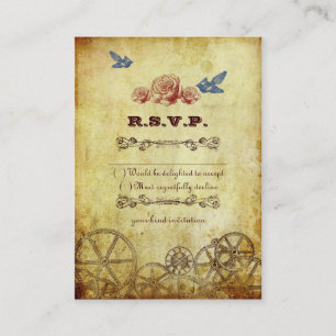 Faux Antiek Gold Victoriaans Steampunk Wedding Informatiekaartje