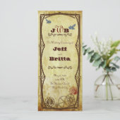 Faux Antiek Gold Victoriaans Steampunk Wedding Programma (Staand voorkant)