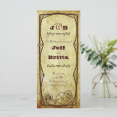 Faux Antiek Gold Victoriaans Steampunk Wedding Programma (Staand voorkant)