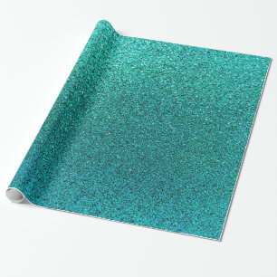 Faux Aqua Blauwgroen Turquoise Blue Glitter Backgr Cadeaupapier