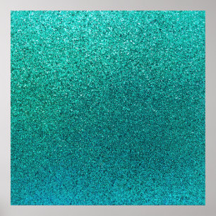 Faux Aqua Blauwgroen Turquoise Blue Glitter Backgr Poster