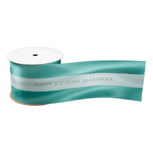Faux Aqua Satin personaliseren "Happy Birthday" Lint