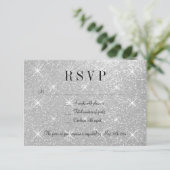 Faux argent parties scintillant RSVP mariage carte (Debout devant)