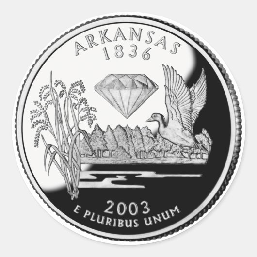 Faux Arkansas State Quarter Crater of Diamonds Ronde Sticker (Voorkant)