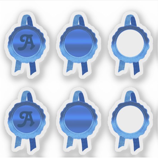 Faux Award/Certificate Seal Ribbons (Blue Assort) Sticker (Voorkant)