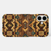 Faux Aztec wood grain Case-Mate iPhone Case (Achterkant (horizontaal))
