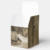 Faux Barn Wood en Cowboy Pet Westerne bruiloft Bedankdoosjes (Geopend)
