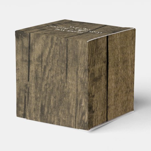 Faux Barn Wood en Cowboy Pet Westerne bruiloft Bedankdoosjes (Achterkant)