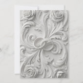 Faux Bas Relief Ornate White Wedding Invitation (Dos)