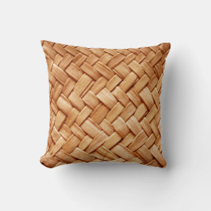 Faux Beige Straw Woven Toss Pillow - Gifts Kussen