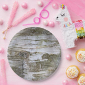 Faux Birch Tree Bark Texture Kijk Pattern Papieren Bordje (Feest)