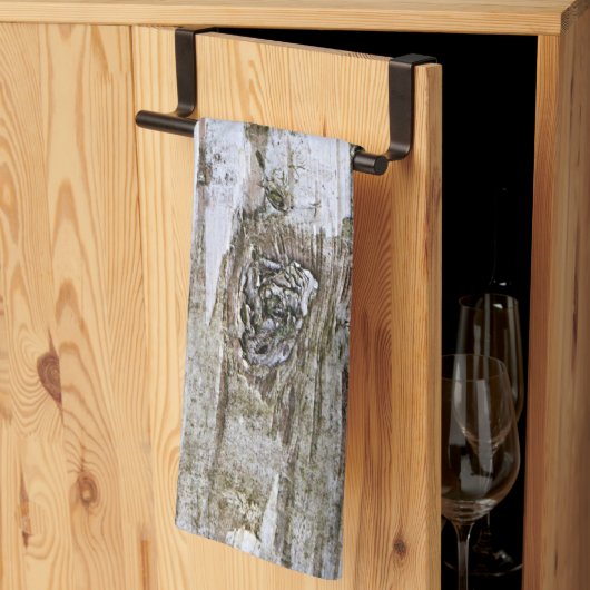 Faux Birch Tree Bark Texture Kijk Pattern Theedoek (Derde Gevouwen)