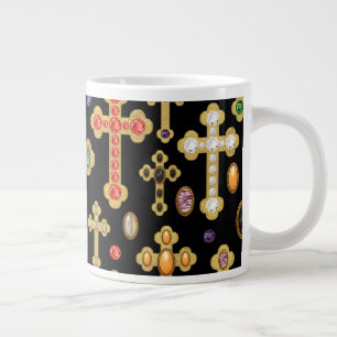 Faux Birthstone Crosses en losse Pareltjes op zwar Extra Grote Beker