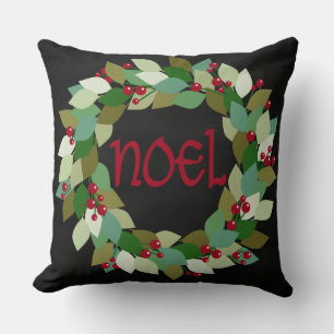Faux Black Chalkboard Noel Wreath Kussen