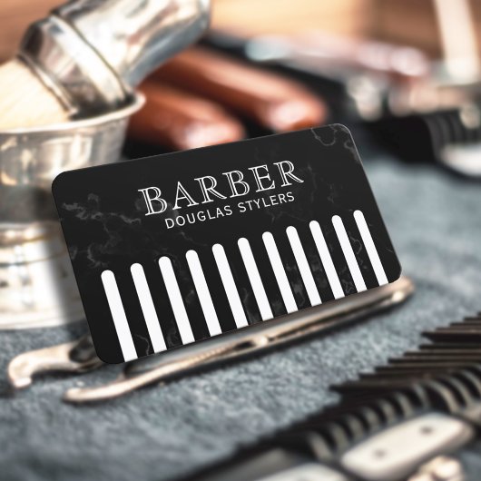 Faux black comb barber visitekaartje