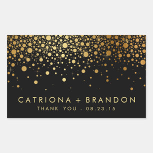 Faux Black en Gold Foil Confetti Favor Sticker
