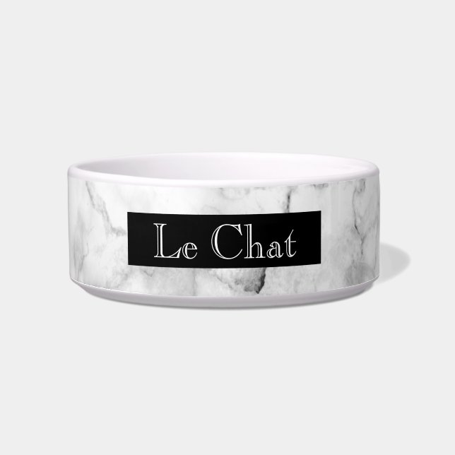 Faux Black en White Marble | Le Chat Voerbakje (Voorkant)
