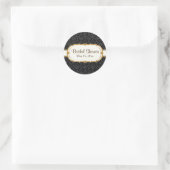 Faux Black Gold Glitter Damask Weddenschap Ronde Sticker (Tas)