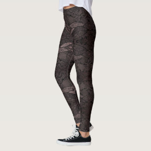 Faux Black Lace Fishnet-Leggings Uniek Leggings
