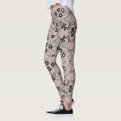 Faux Black Lace Fishnets Fleurs Leggings Élégant (Gauche)