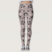 Faux Black Lace Fishnets Fleurs Leggings Élégant (Devant)