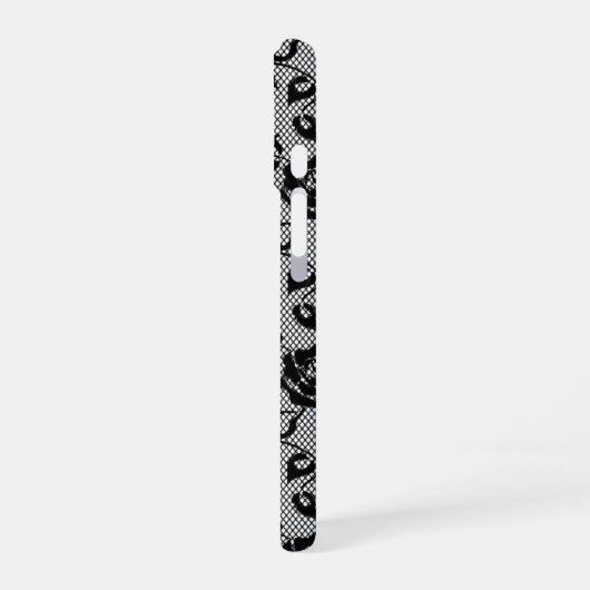 Faux Black Lace iPhone Case 16 Hoesje (Linkerkant)